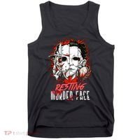 Resting Murder Face Scary Horror Character Halloween Costume Tank Top thumb 0