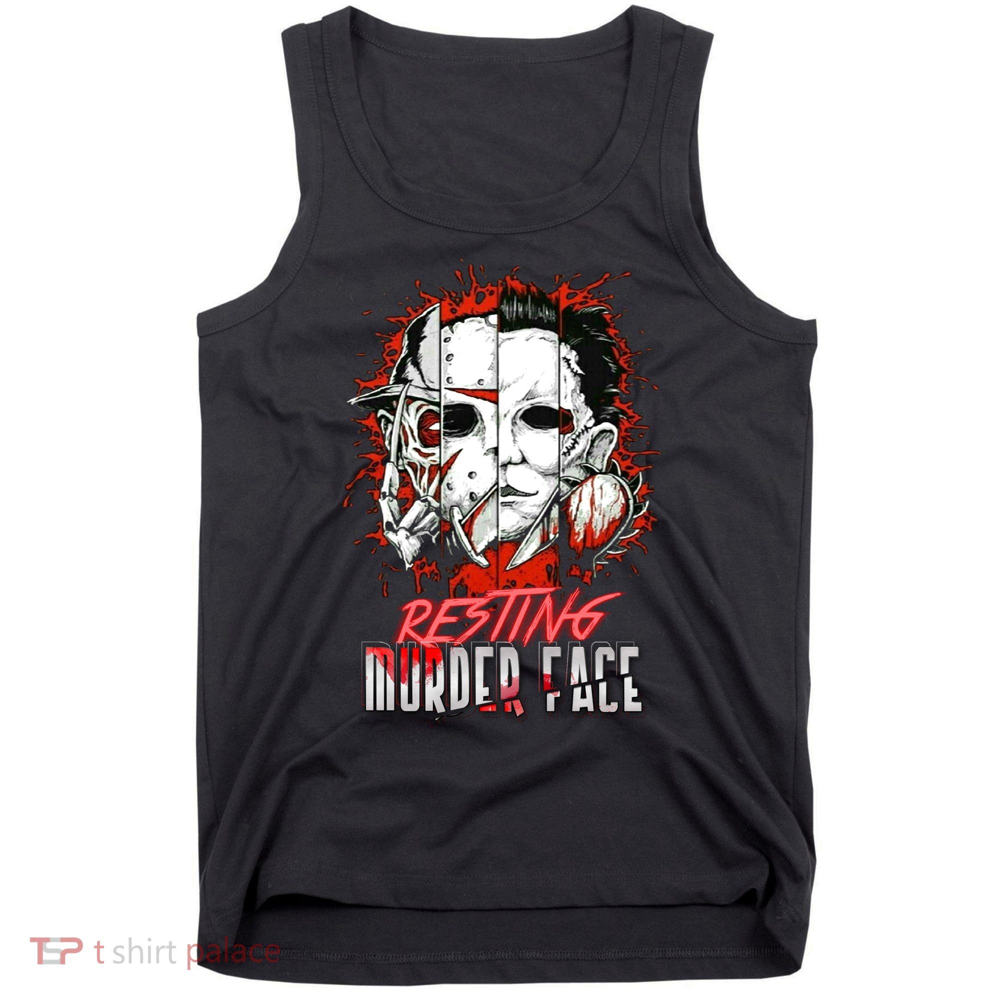 Resting Murder Face Scary Horror Character Halloween Costume Tank Top