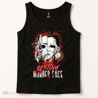 Resting Murder Face Scary Horror Character Halloween Costume Tank Top thumb 2