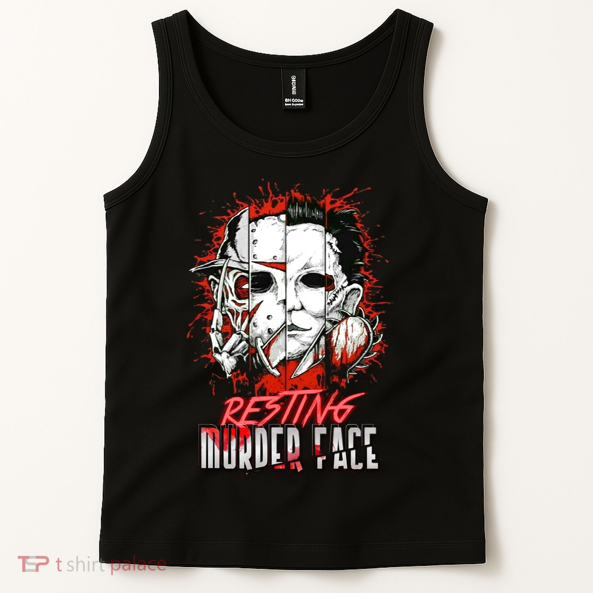 Resting Murder Face Scary Horror Character Halloween Costume Tank Top