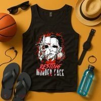 Resting Murder Face Scary Horror Character Halloween Costume Tank Top thumb 4