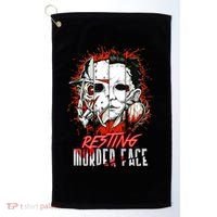 Resting Murder Face Scary Horror Character Halloween Costume Golf Towel thumb 0