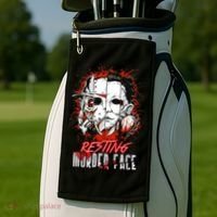 Resting Murder Face Scary Horror Character Halloween Costume Golf Towel thumb 2