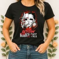 Resting Murder Face Scary Horror Character Halloween Costume Women's T-Shirt thumb 2
