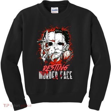 Resting Murder Face Scary Horror Character Halloween Costume Kids Sweatshirt