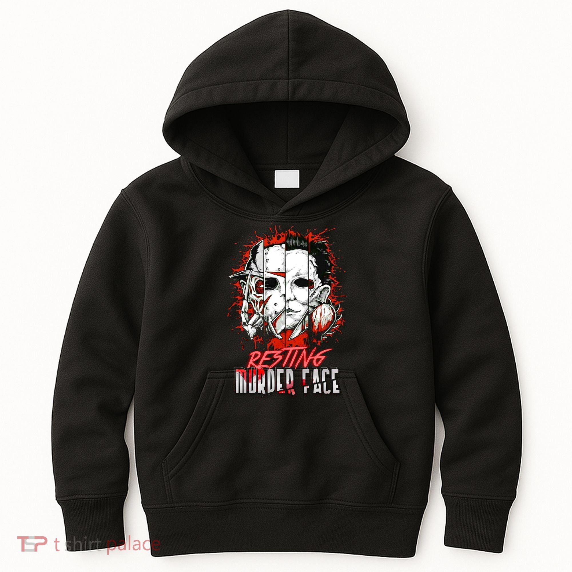 Resting Murder Face Scary Horror Character Halloween Costume Kids Hoodie