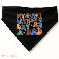 Retro My First Fathers Day As A Dad USA-Made Doggie Bandana thumb 0