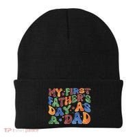 Retro My First Fathers Day As A Dad Beanie thumb 0