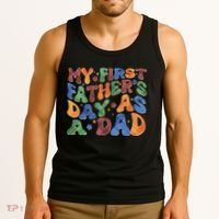 Retro My First Fathers Day As A Dad Tank Top thumb 3