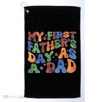 Retro My First Fathers Day As A Dad Golf Towel thumb 0