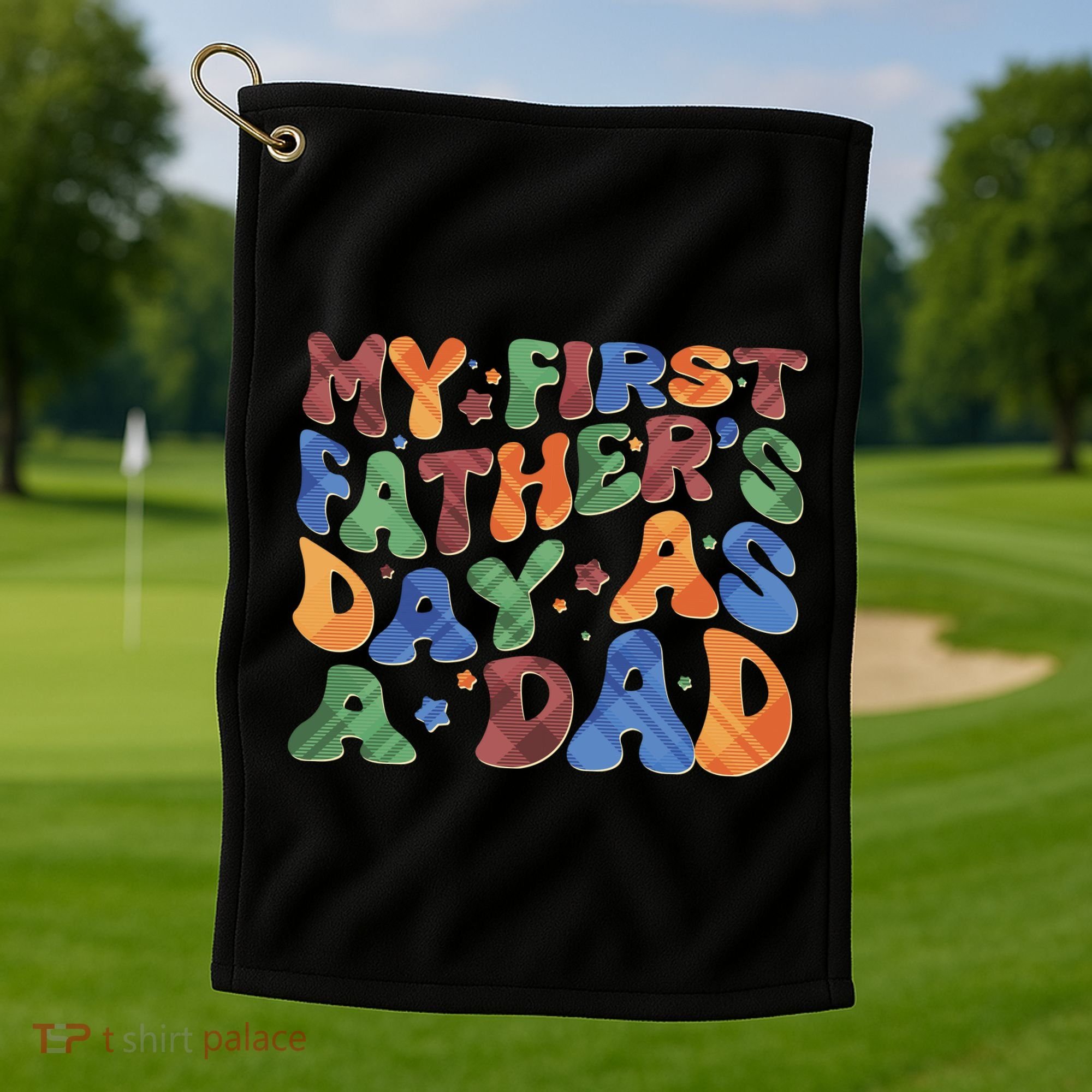 Retro My First Fathers Day As A Dad Golf Towel
