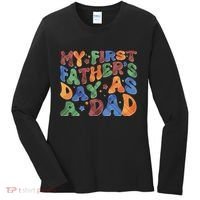 Retro My First Fathers Day As A Dad Women's Long Sleeve Shirt thumb 0