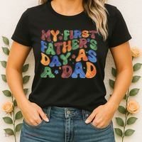 Retro My First Fathers Day As A Dad Women's T-Shirt thumb 2