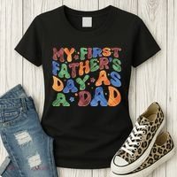 Retro My First Fathers Day As A Dad Women's T-Shirt thumb 3