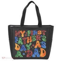 Retro My First Fathers Day As A Dad Tote Bag thumb 0