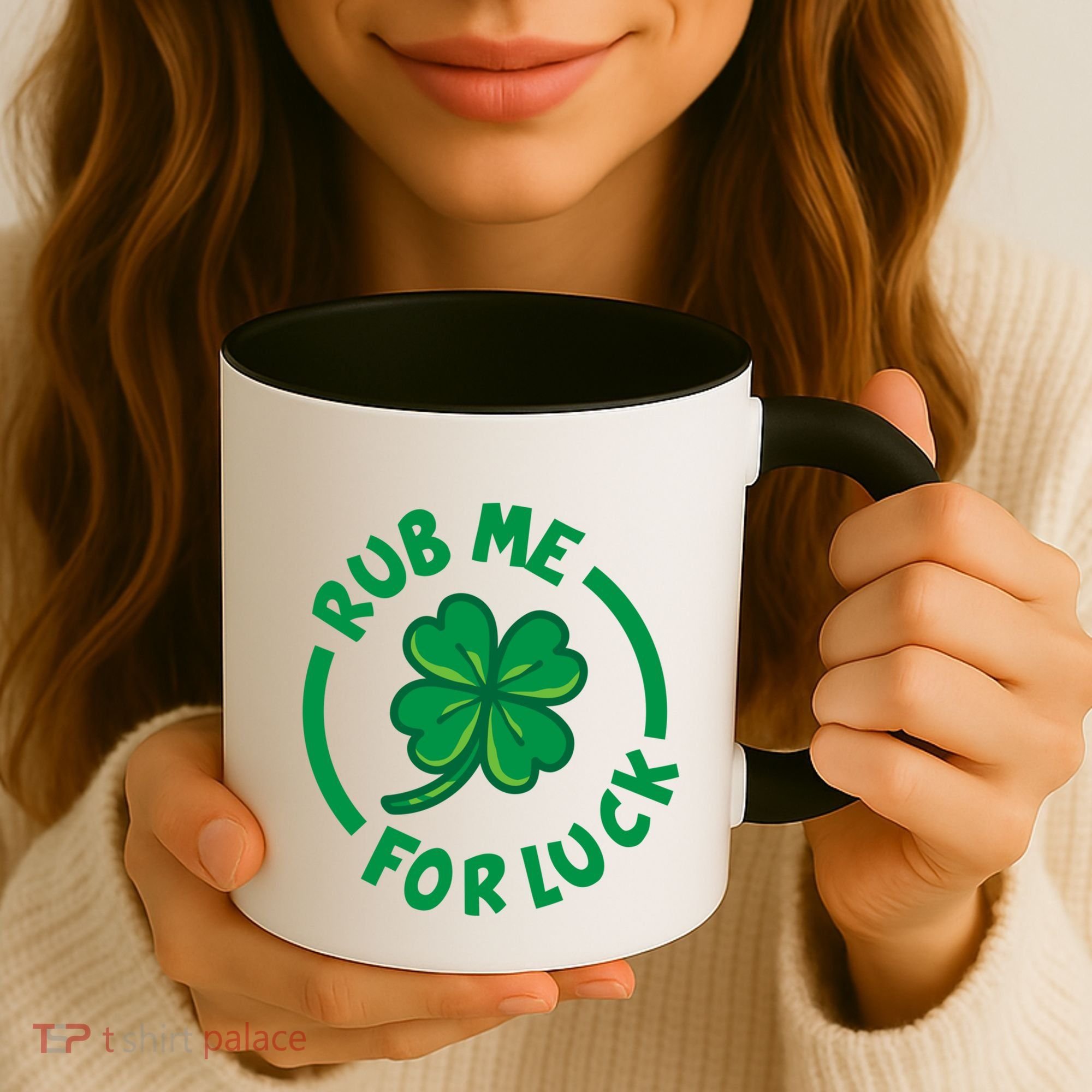 Rub Me For Luck Clover Lucky Symbol Gift Coffee Mug