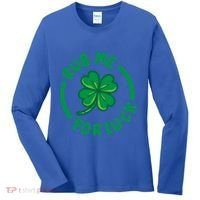 Rub Me For Luck Clover Lucky Symbol Gift Women's Long Sleeve Shirt thumb 0
