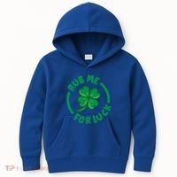 Rub Me For Luck Clover Lucky Symbol Gift Kids Hoodie thumb 0