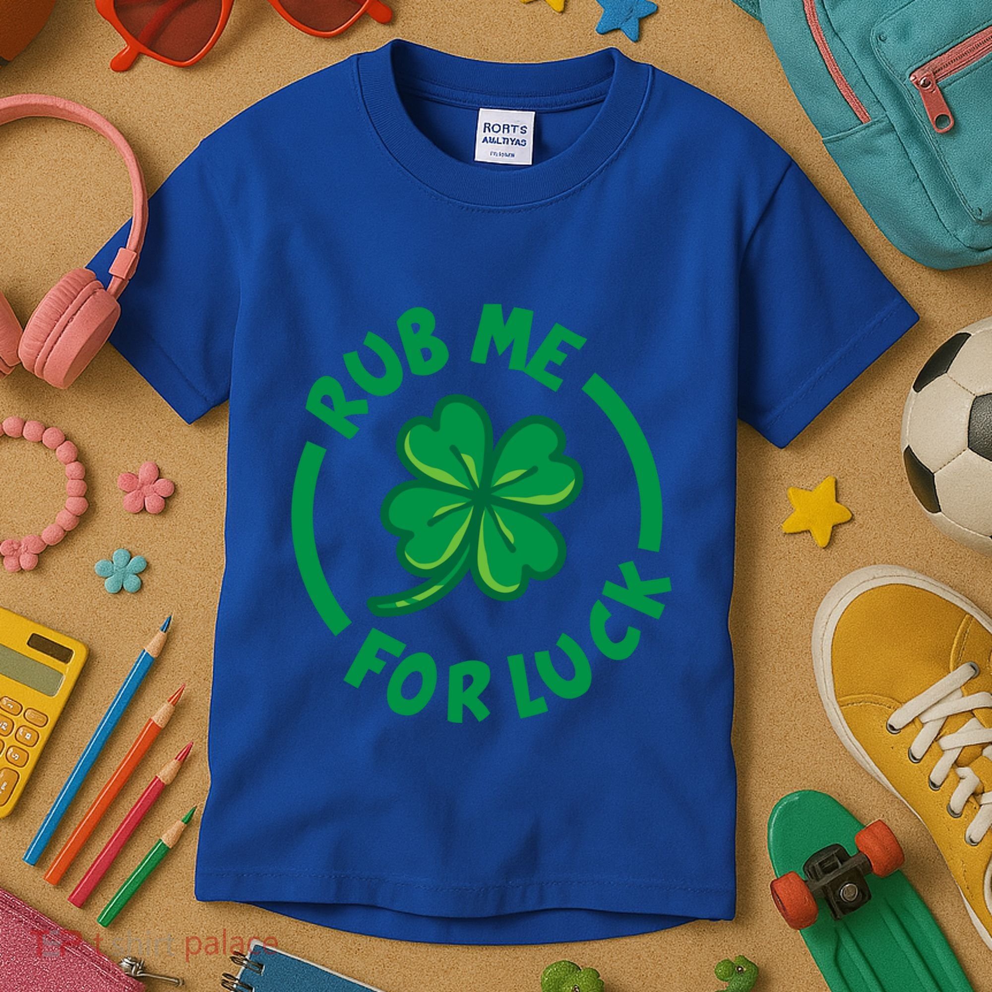 Rub Me For Luck Clover Lucky Symbol Gift Kids T-Shirt