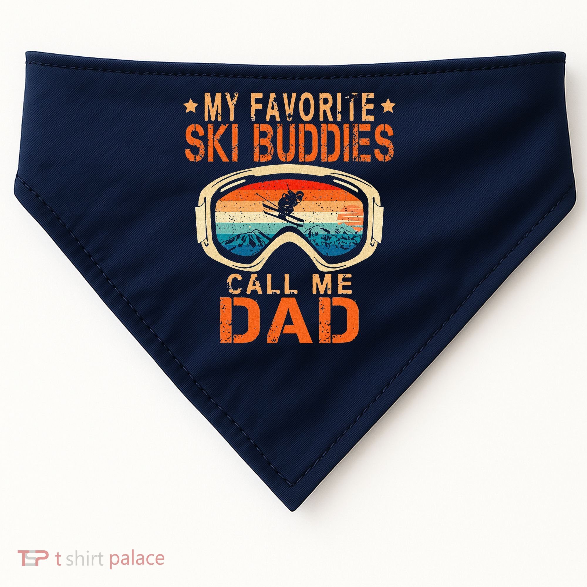 retro My Favorite Ski Buddies Call Me Dad father's day USA-Made Doggie Bandana
