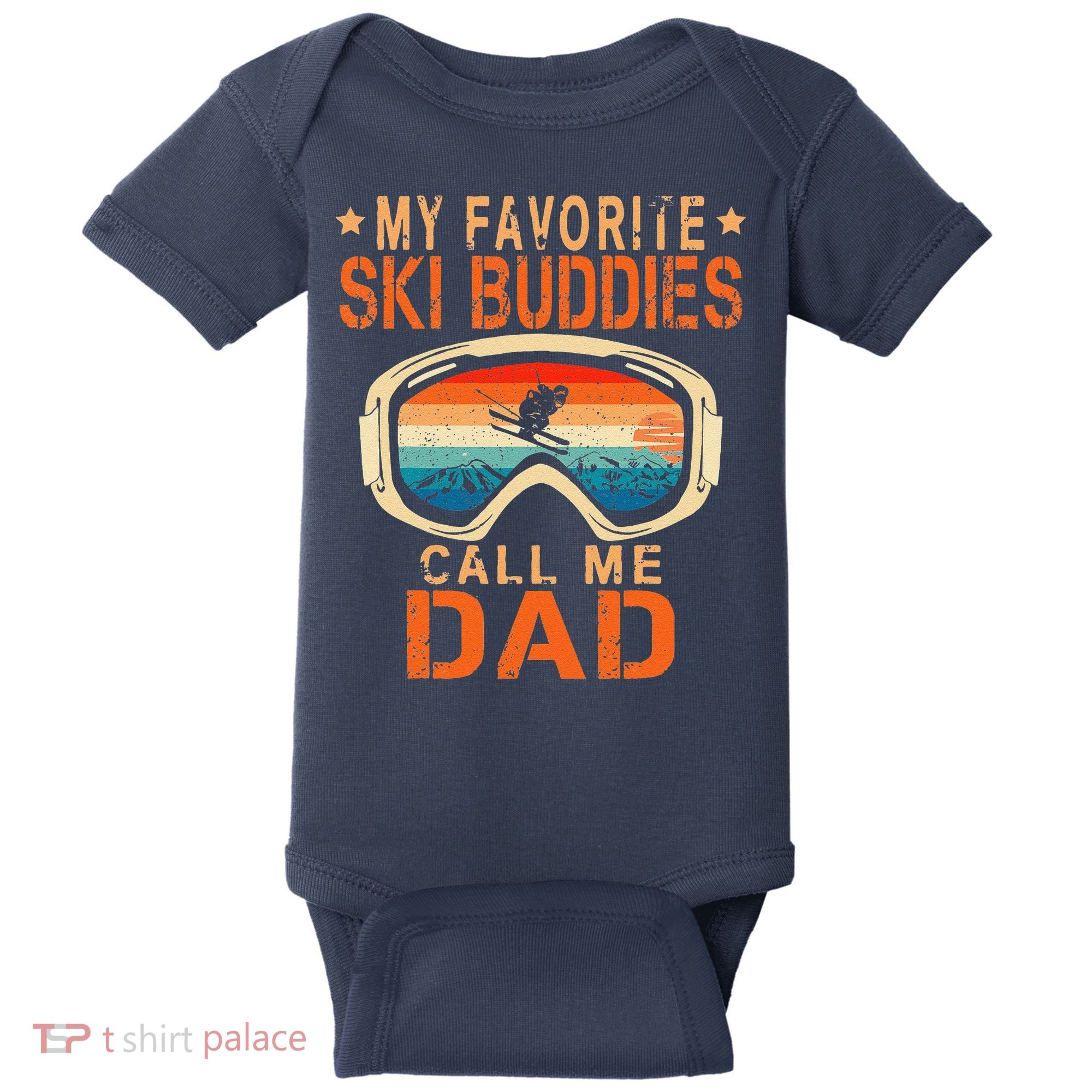 retro My Favorite Ski Buddies Call Me Dad father's day Baby Bodysuit