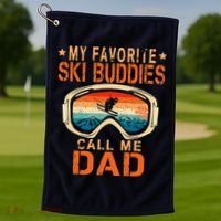 retro My Favorite Ski Buddies Call Me Dad father's day Golf Towel thumb 1