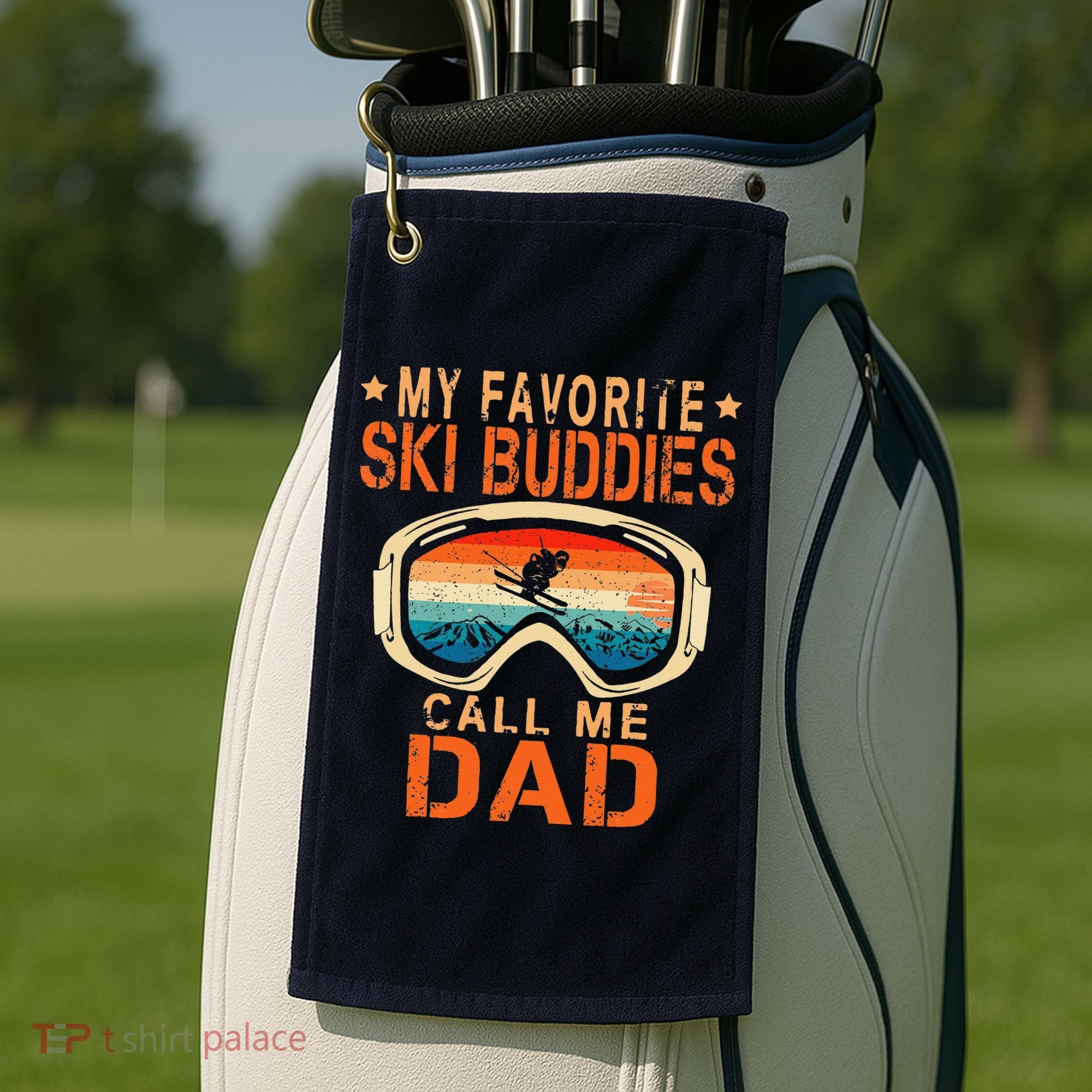 retro My Favorite Ski Buddies Call Me Dad father's day Golf Towel