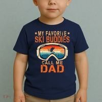 retro My Favorite Ski Buddies Call Me Dad father's day Toddler T-Shirt thumb 2