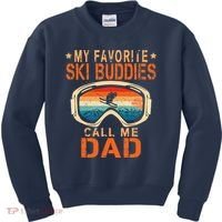 retro My Favorite Ski Buddies Call Me Dad father's day Kids Sweatshirt thumb 0