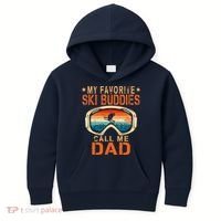 retro My Favorite Ski Buddies Call Me Dad father's day Kids Hoodie thumb 0