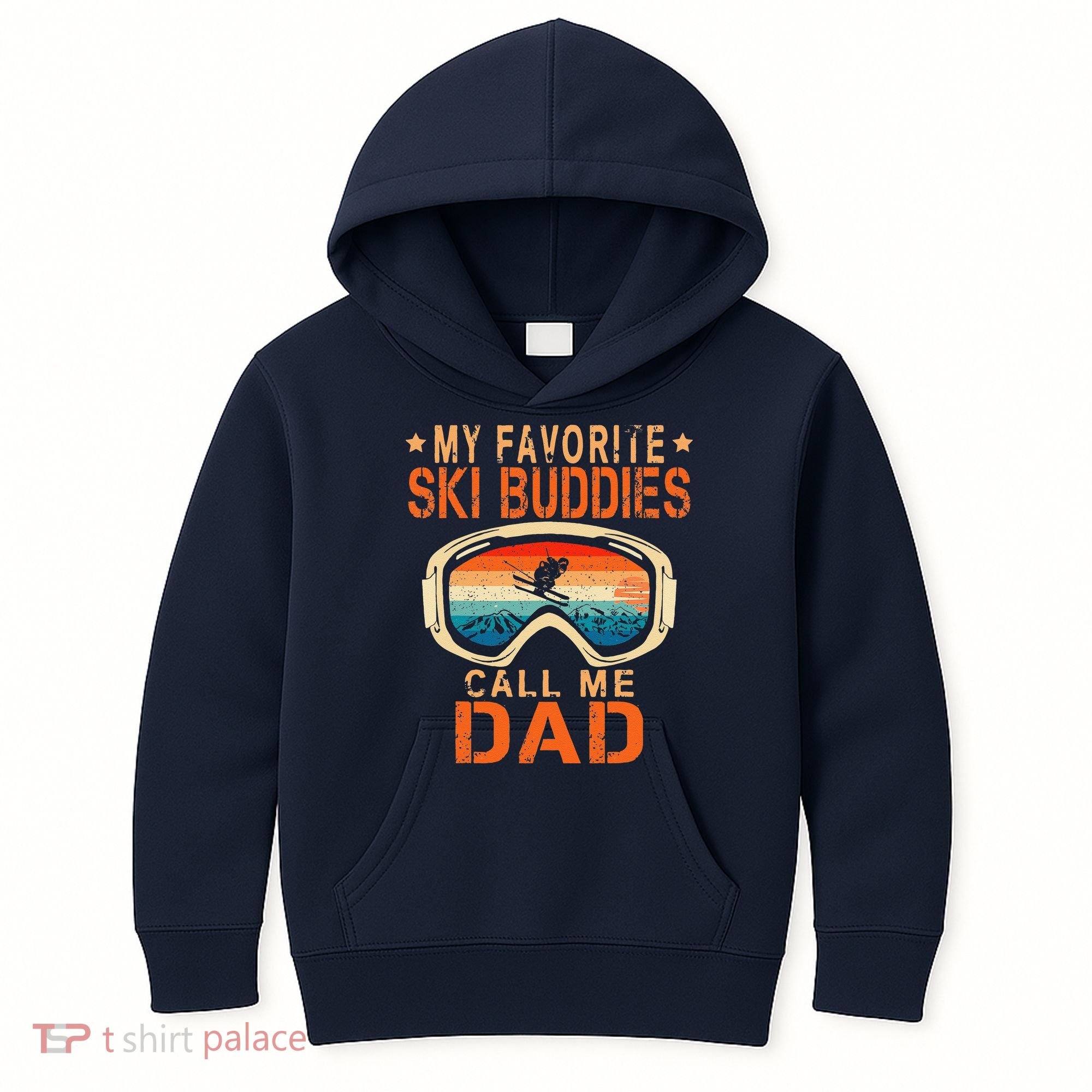 retro My Favorite Ski Buddies Call Me Dad father's day Kids Hoodie