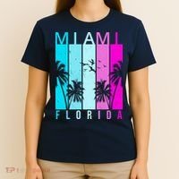 Retro Miami Florida Summer Neon Colors T-Shirt thumb 4