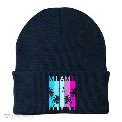 Retro Miami Florida Summer Neon Colors Beanie