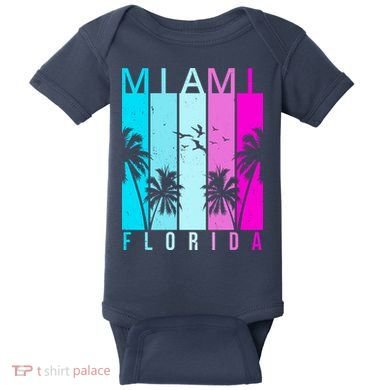 Retro Miami Florida Summer Neon Colors Baby Bodysuit