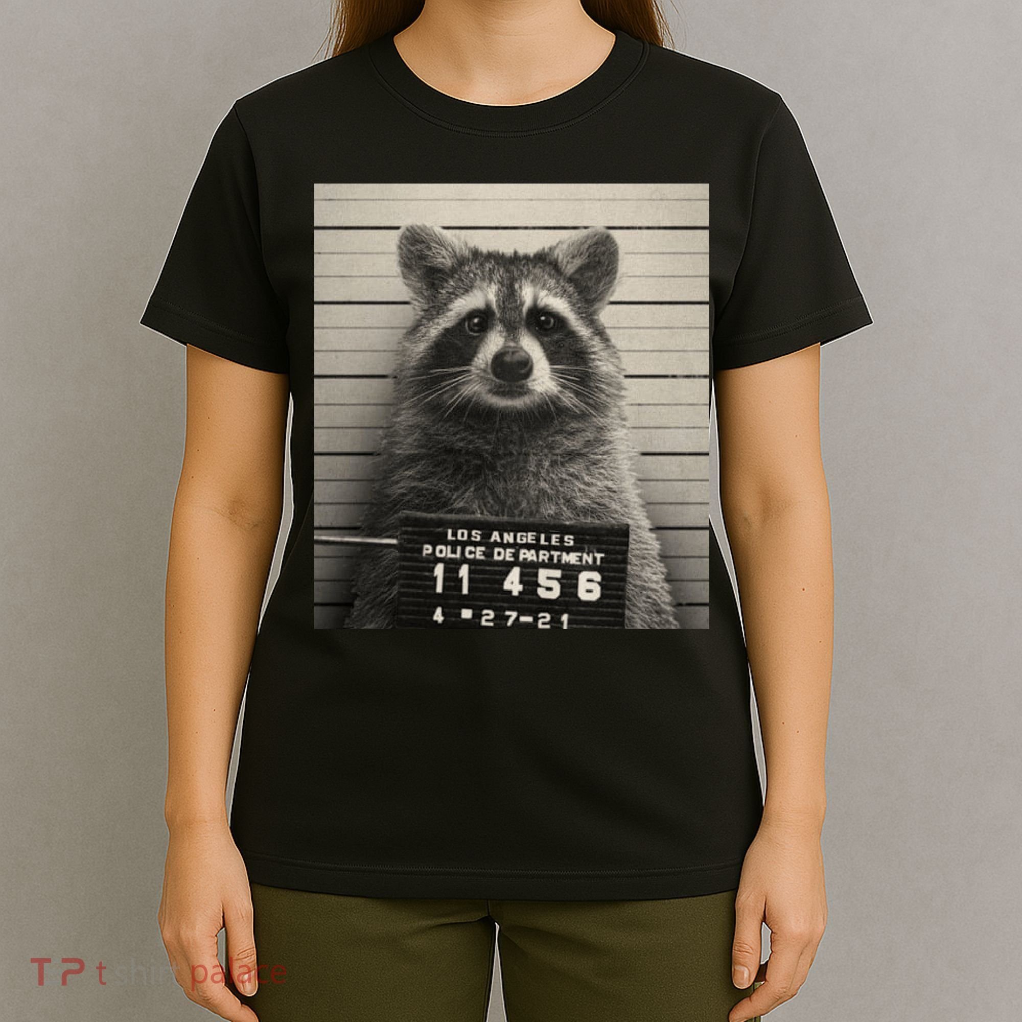 Raccoon Mugshot Funny Parody T-Shirt