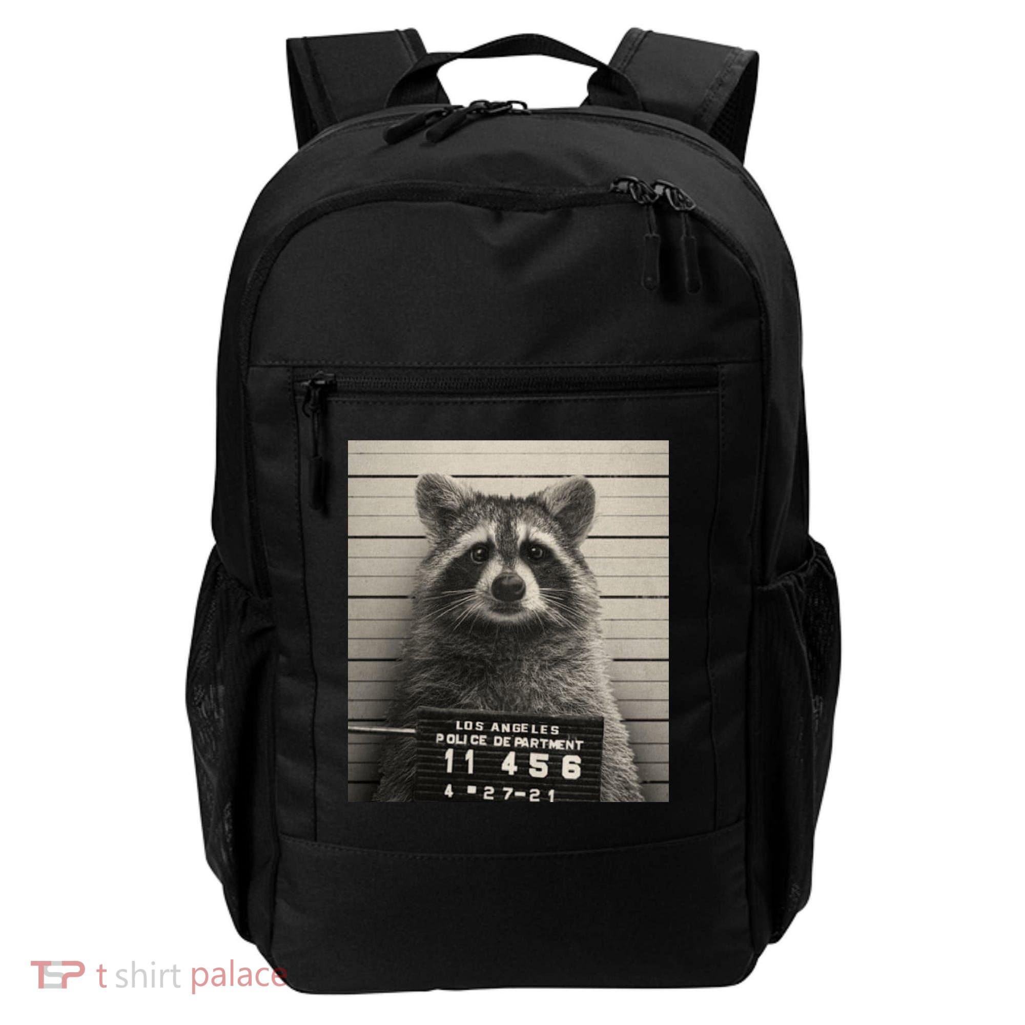 Raccoon Mugshot Funny Parody Backpack