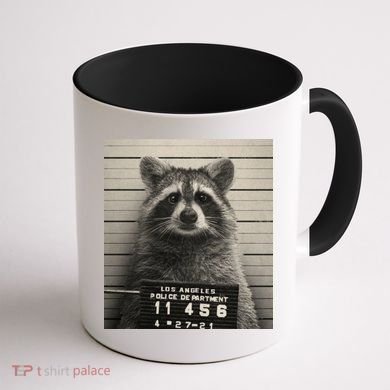 Raccoon Mugshot Funny Parody Coffee Mug back