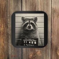 Raccoon Mugshot Funny Parody Coaster thumb 0