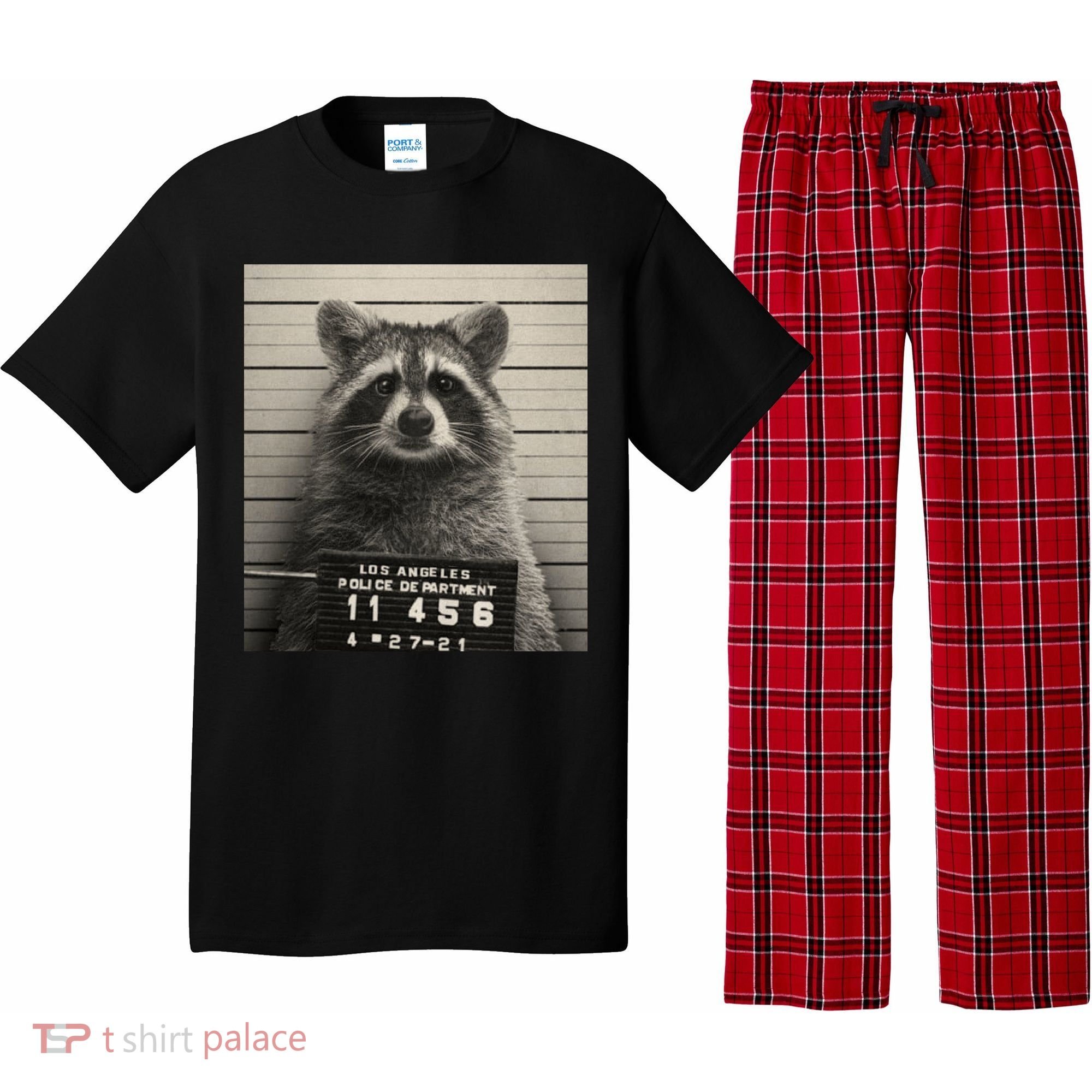 Raccoon Mugshot Funny Parody Pajama Set