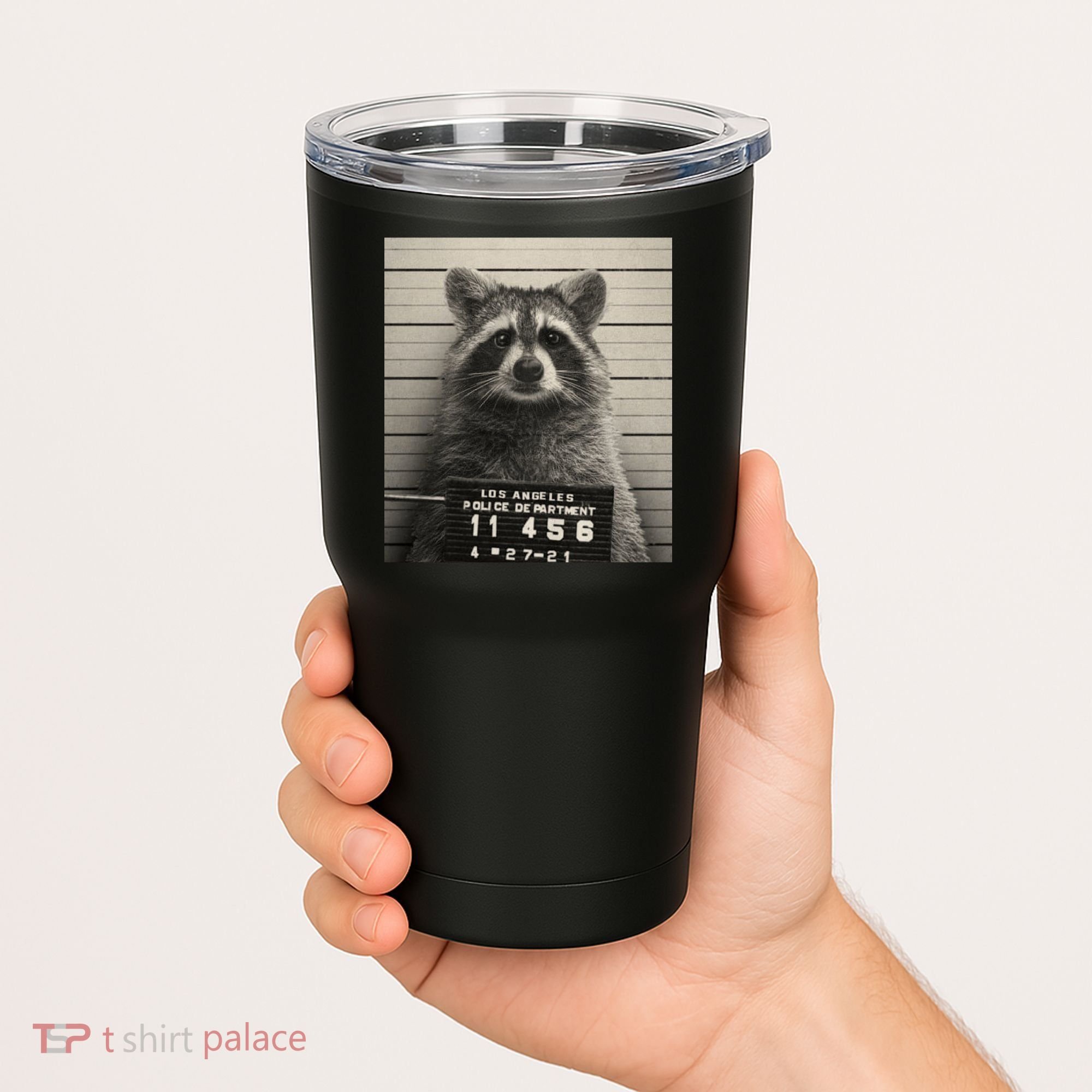 Raccoon Mugshot Funny Parody Tumbler