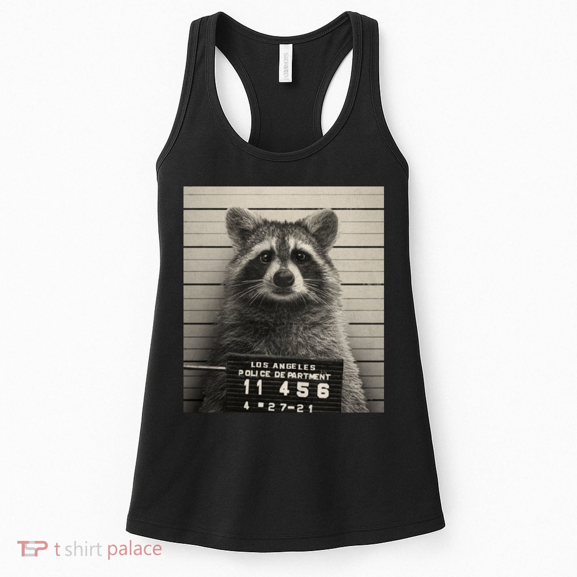 Raccoon Mugshot Funny Parody Women's Tank Top