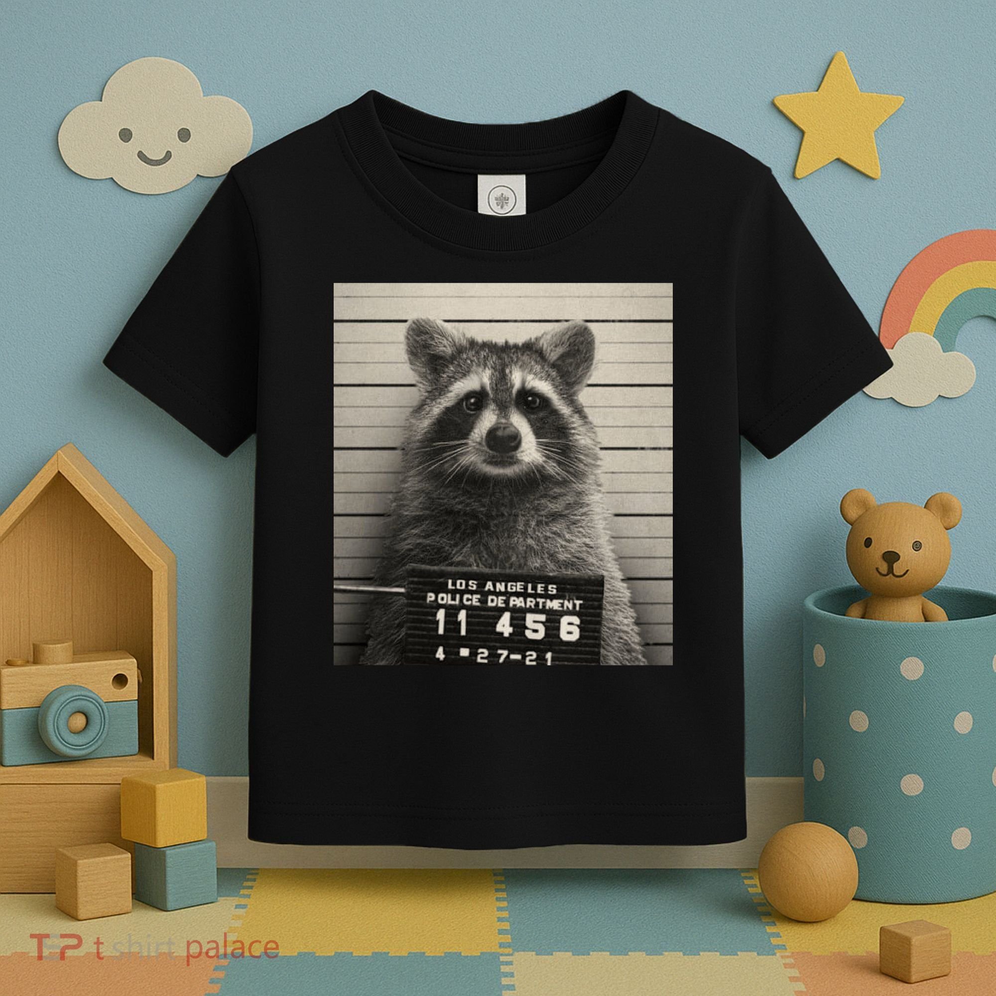 Raccoon Mugshot Funny Parody Toddler T-Shirt