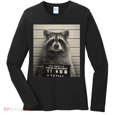 Raccoon Mugshot Funny Parody Women's Long Sleeve Shirt