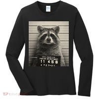 Raccoon Mugshot Funny Parody Women's Long Sleeve Shirt thumb 0