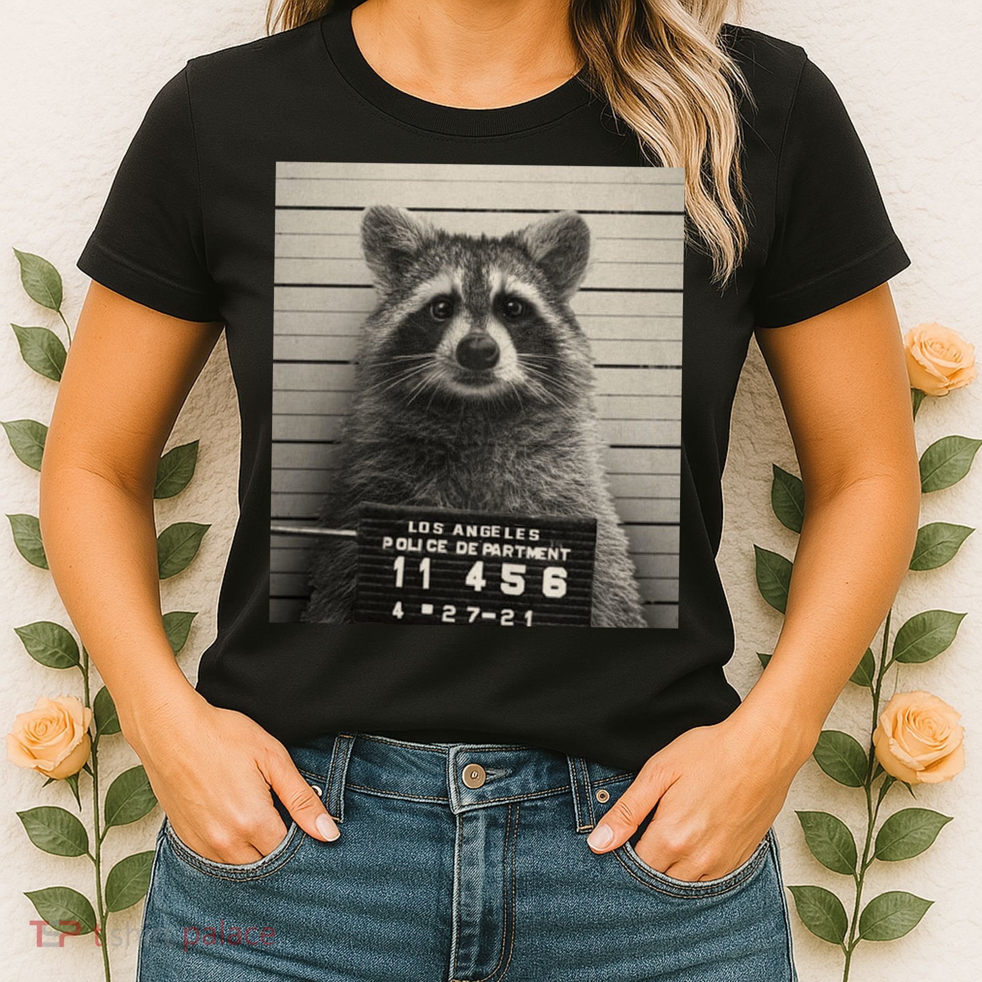 Raccoon Mugshot Funny Parody Women's T-Shirt