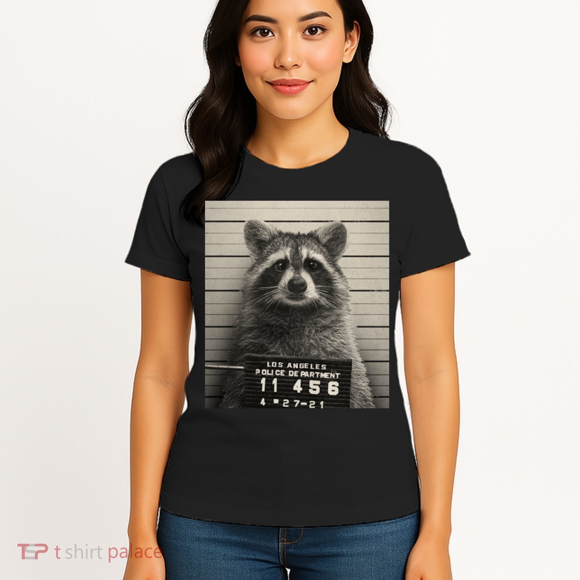 Raccoon Mugshot Funny Parody Women's T-Shirt