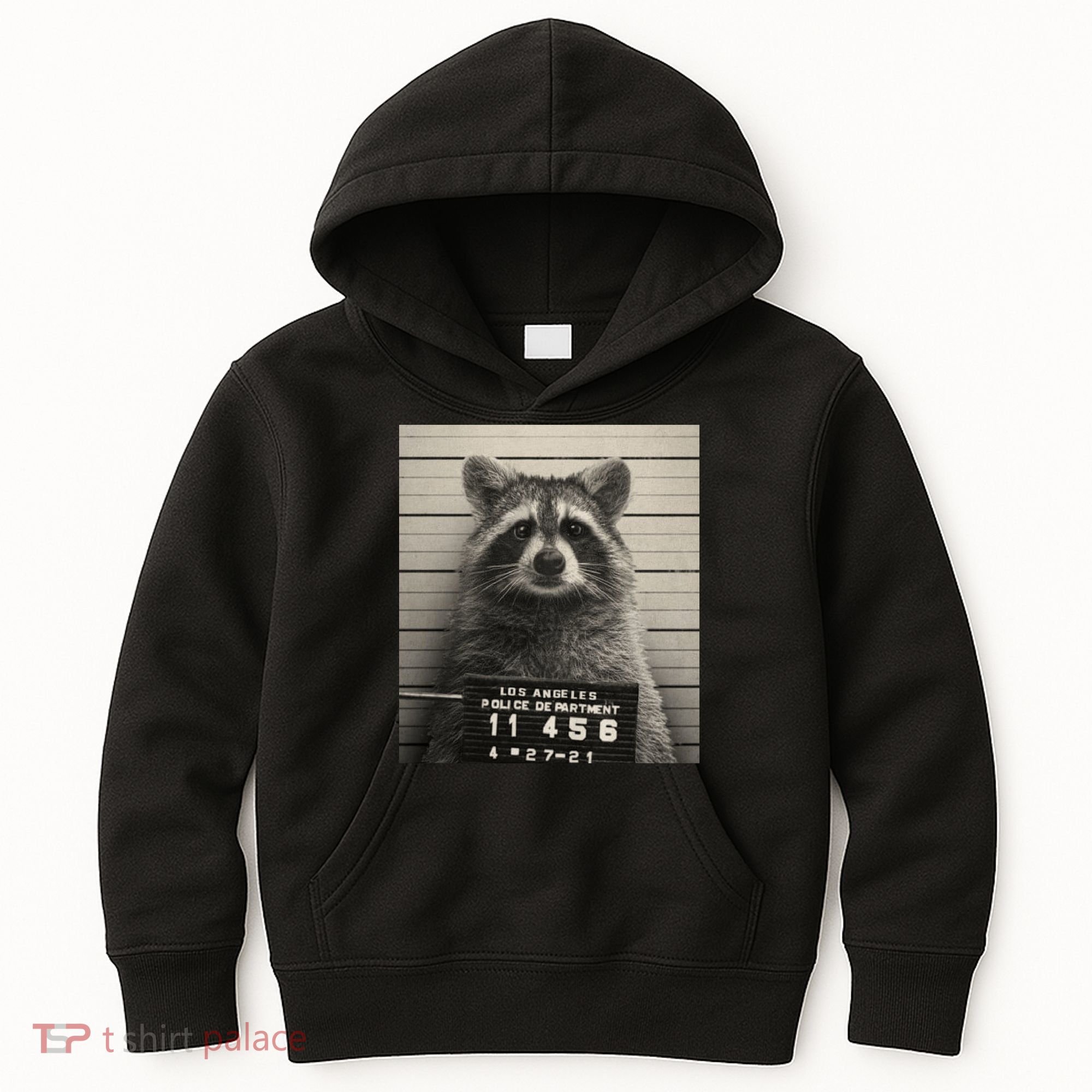 Raccoon Mugshot Funny Parody Kids Hoodie