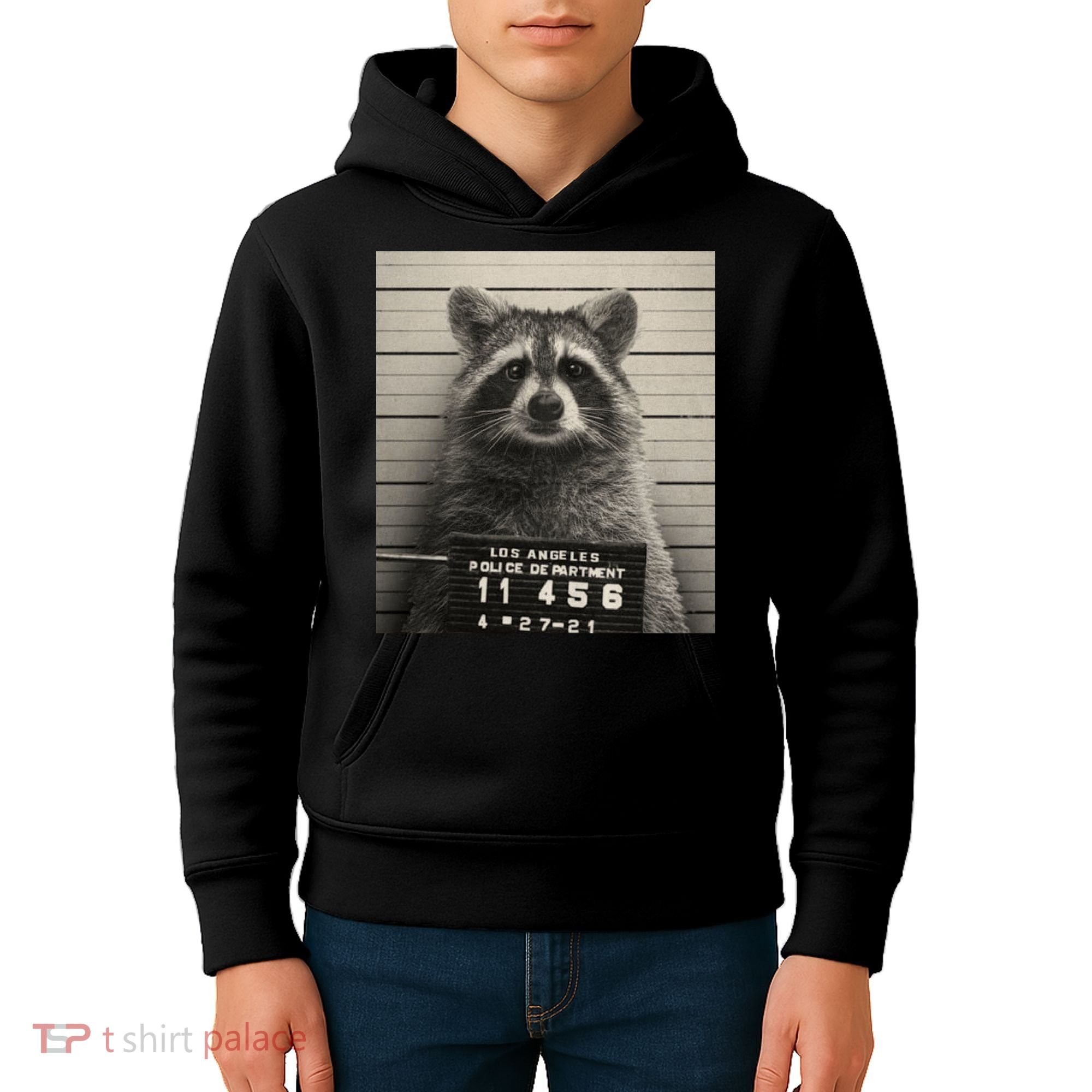 Raccoon Mugshot Funny Parody Kids Hoodie