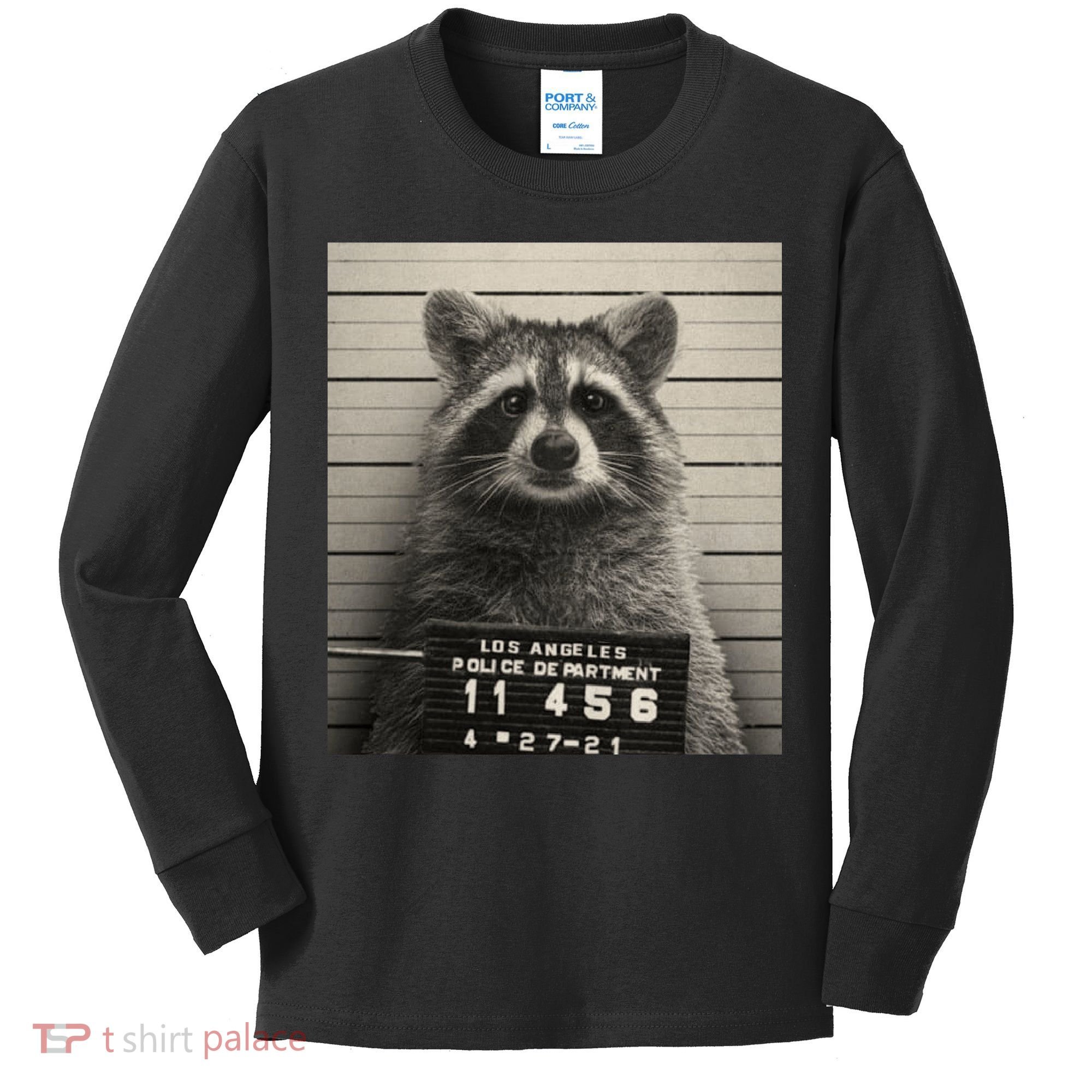 Raccoon Mugshot Funny Parody Kids Long Sleeve Shirt