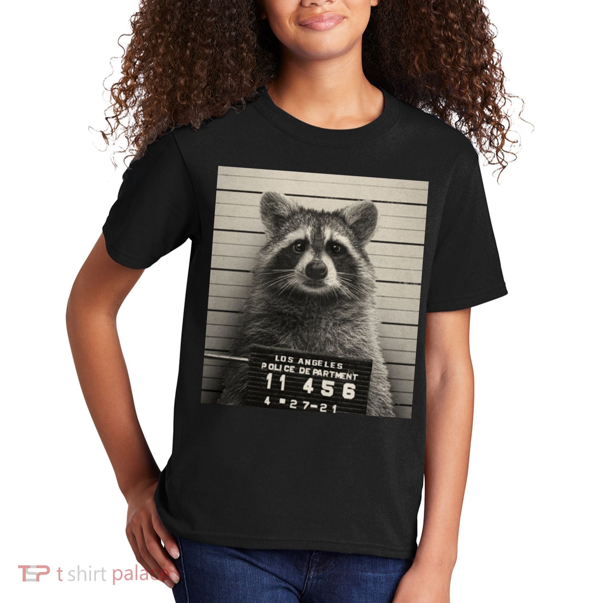 Raccoon Mugshot Funny Parody Kids T-Shirt